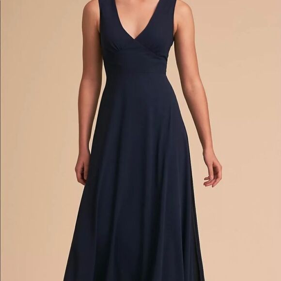 BHLDN Capulet Navy blue chiffon dress size S - Picture 2 of 7